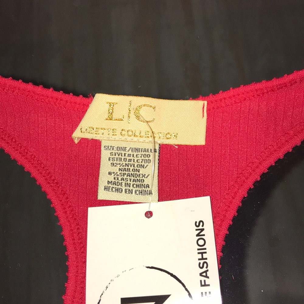 Red Ribbed Stretch Racerback Bodysuit - Picture 3 of 4